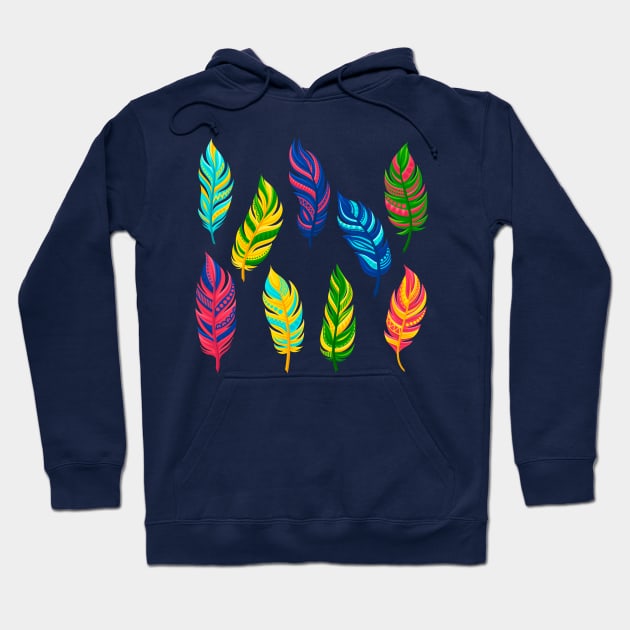 bright colored feathers Hoodie by Mako Design 